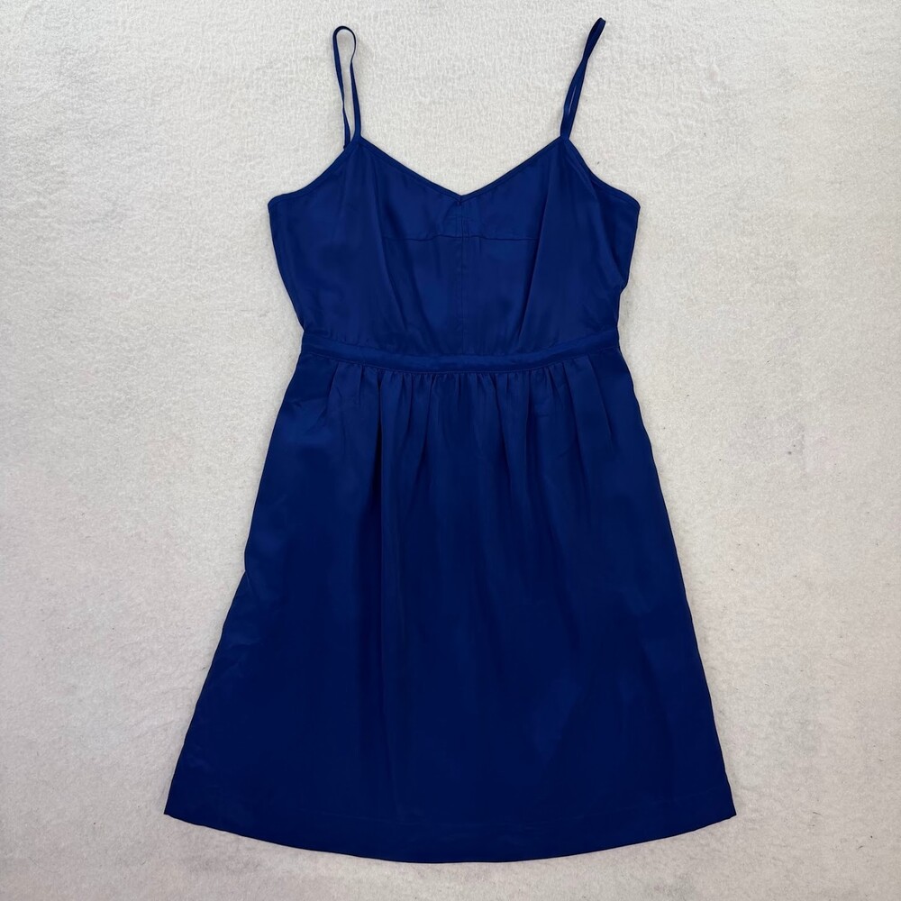 J Crew Dress Womens Sleeveless Fit & Flare Lined Pockets Adjustable Strap Blue 4 - Picture 2 of 9